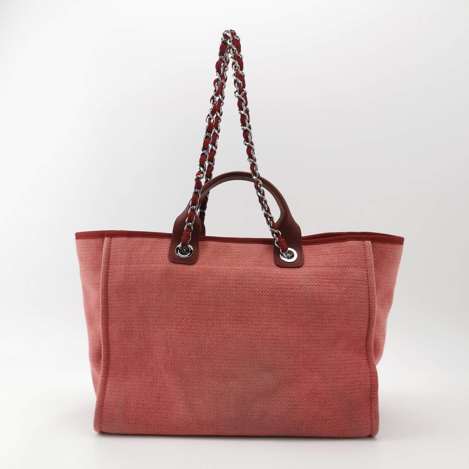 Chanel Deauville Denim Top Handle Red Tote Bag