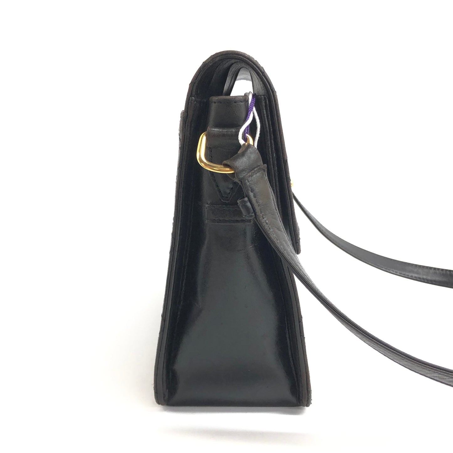 Chanel Kelly Flap Adjustable 24k Hardware Black Gold Leather Shoulder Bag