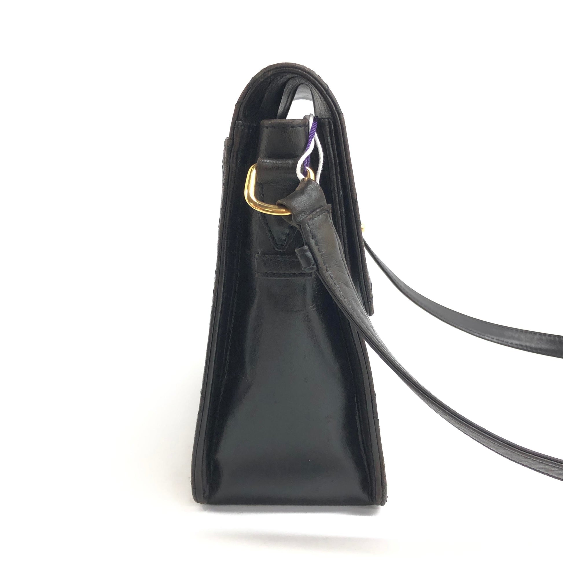 Chanel Kelly Flap Adjustable 24k Hardware Black Gold Leather Shoulder Bag
