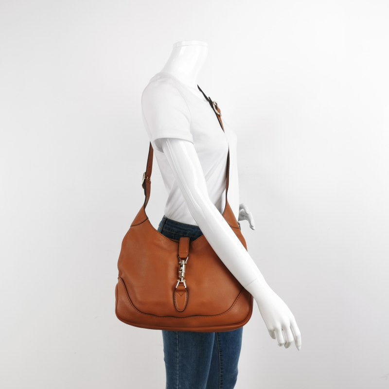 Gucci Jackie Soft Leather Brown Tan Medium Travel Bag