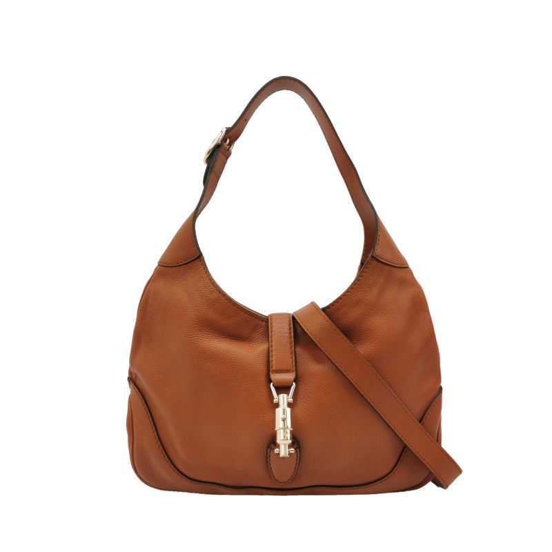 Gucci Jackie Soft Leather Brown Tan Medium Travel Bag