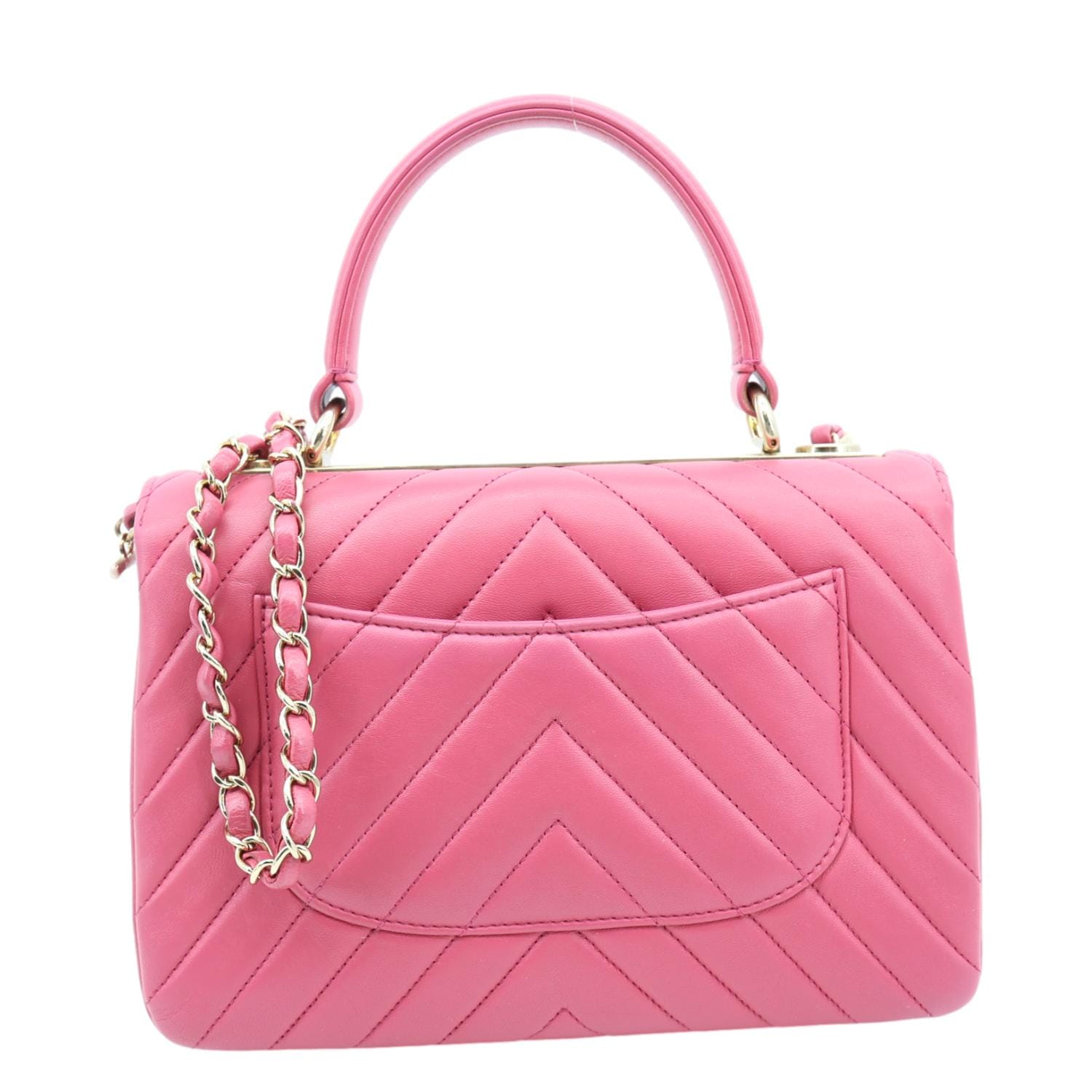 Chanel Trendy CC Chevron Top Handle Pink Small Leather Shoulder Bag