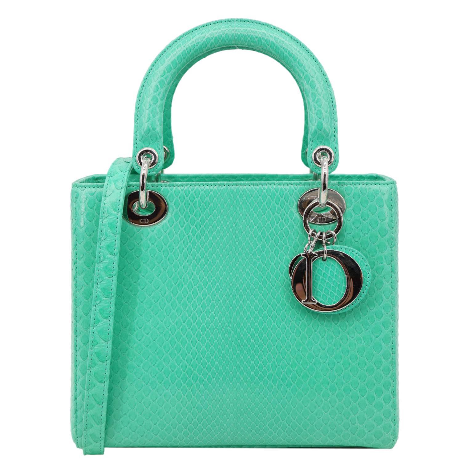 Dior Shoulder Bag Lady Leather Python Green