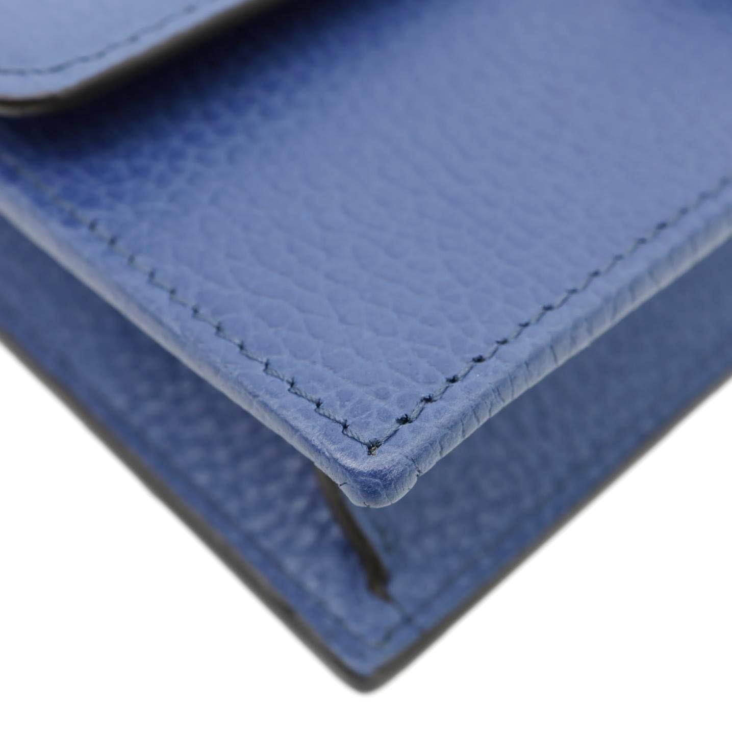GUCCI Dollar Interlocking G Calfskin Leather Chain Wallet Crossbody Bag Blue 510314