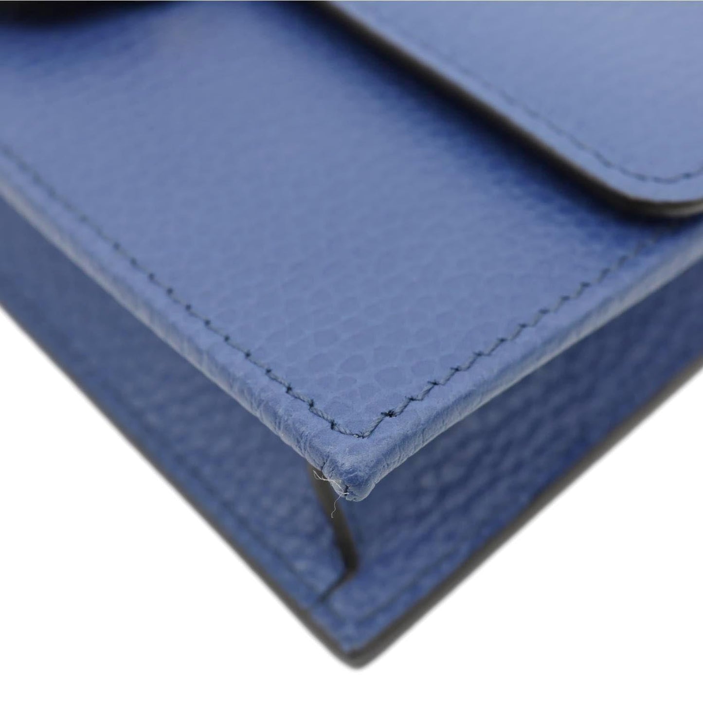 GUCCI Dollar Interlocking G Calfskin Leather Chain Wallet Crossbody Bag Blue 510314