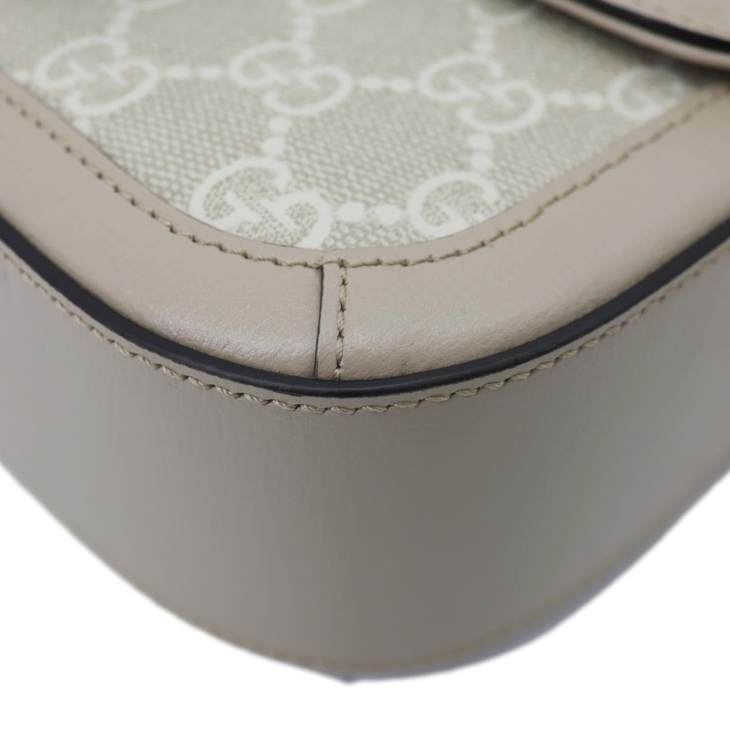 GUCCI Horsebit 1955 Small GG Supreme Canvas Shoulder Bag Beige 735178