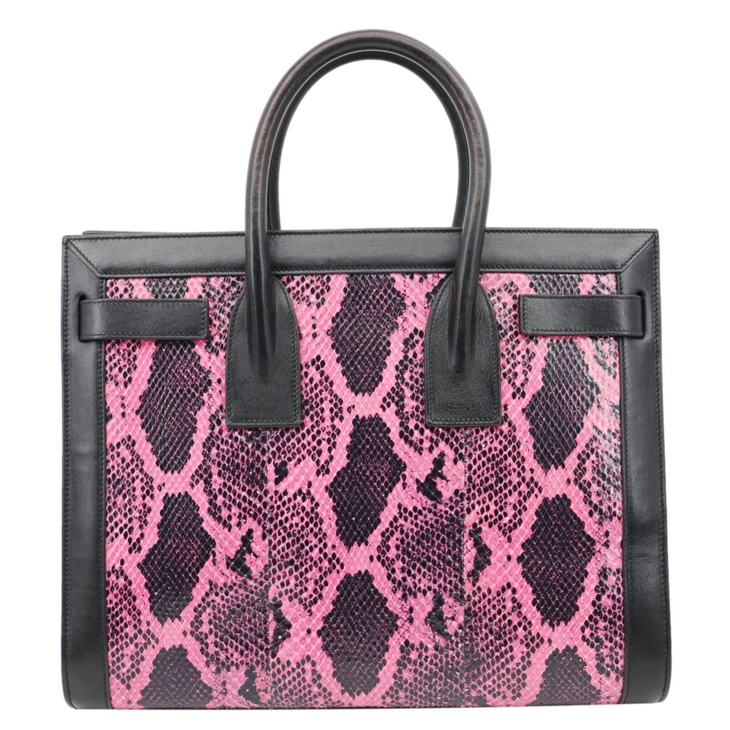 YSL Saint Laurent Yves Sac De Jour Shoulder Bag Leather Python Pink