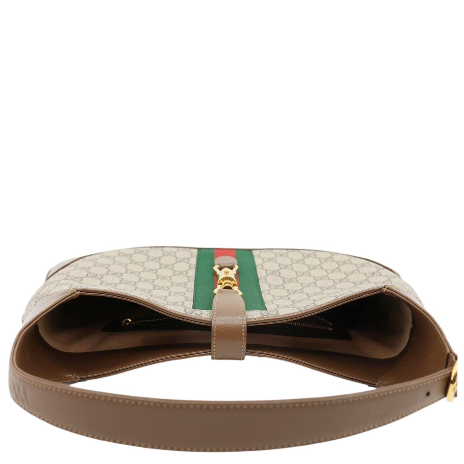 GUCCI Jackie 1961 Medium GG Monogram Canvas Crossbody Bag Beige 636710