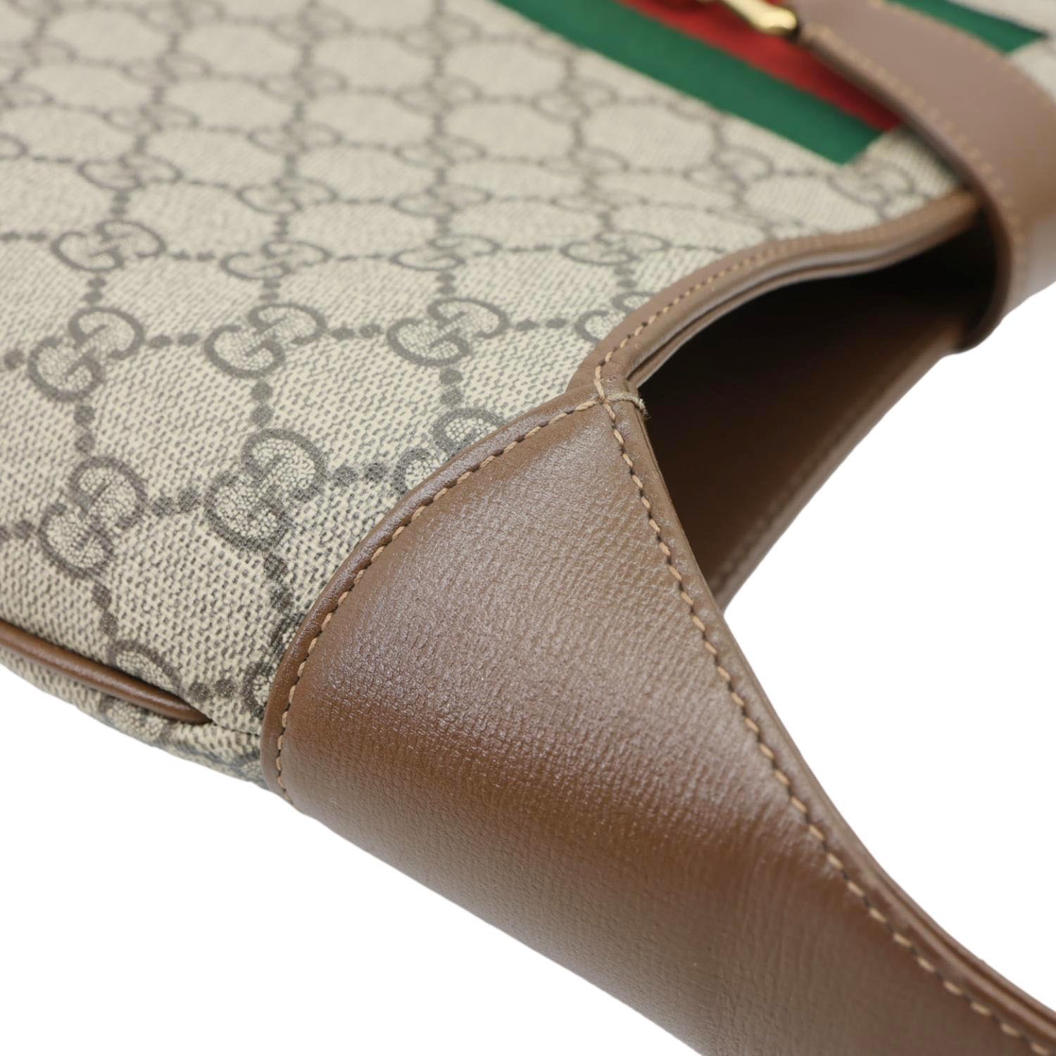 GUCCI Jackie 1961 Medium GG Monogram Canvas Crossbody Bag Beige 636710