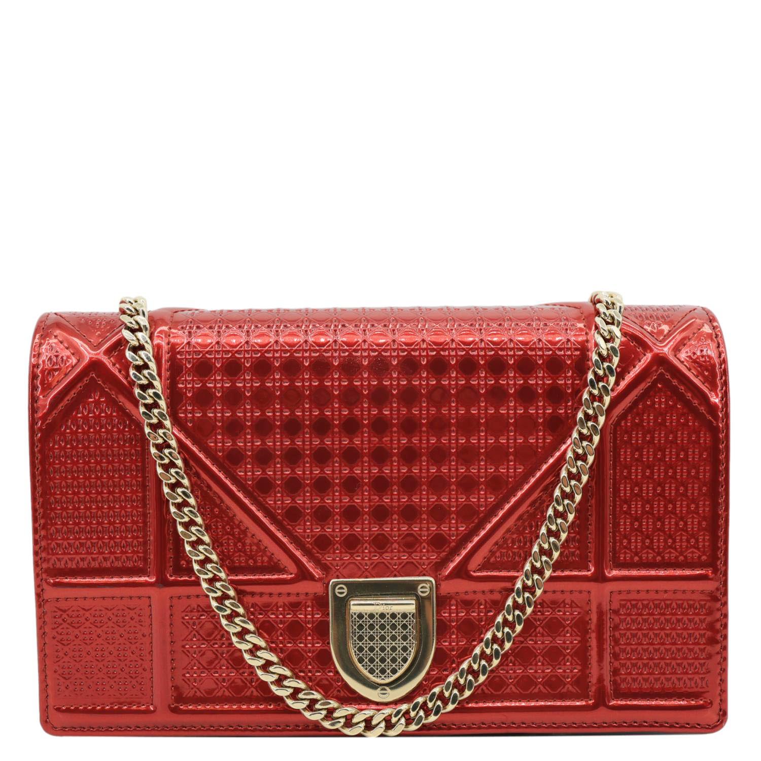 Dior Crossbody Bag ama -Cannage Leather Patent Red