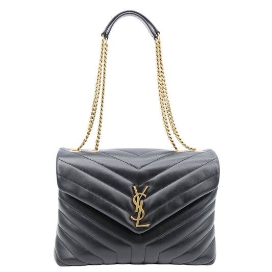 YSL Saint Laurent Yves Loulou Shoulder Bag Leather Matelasse Black