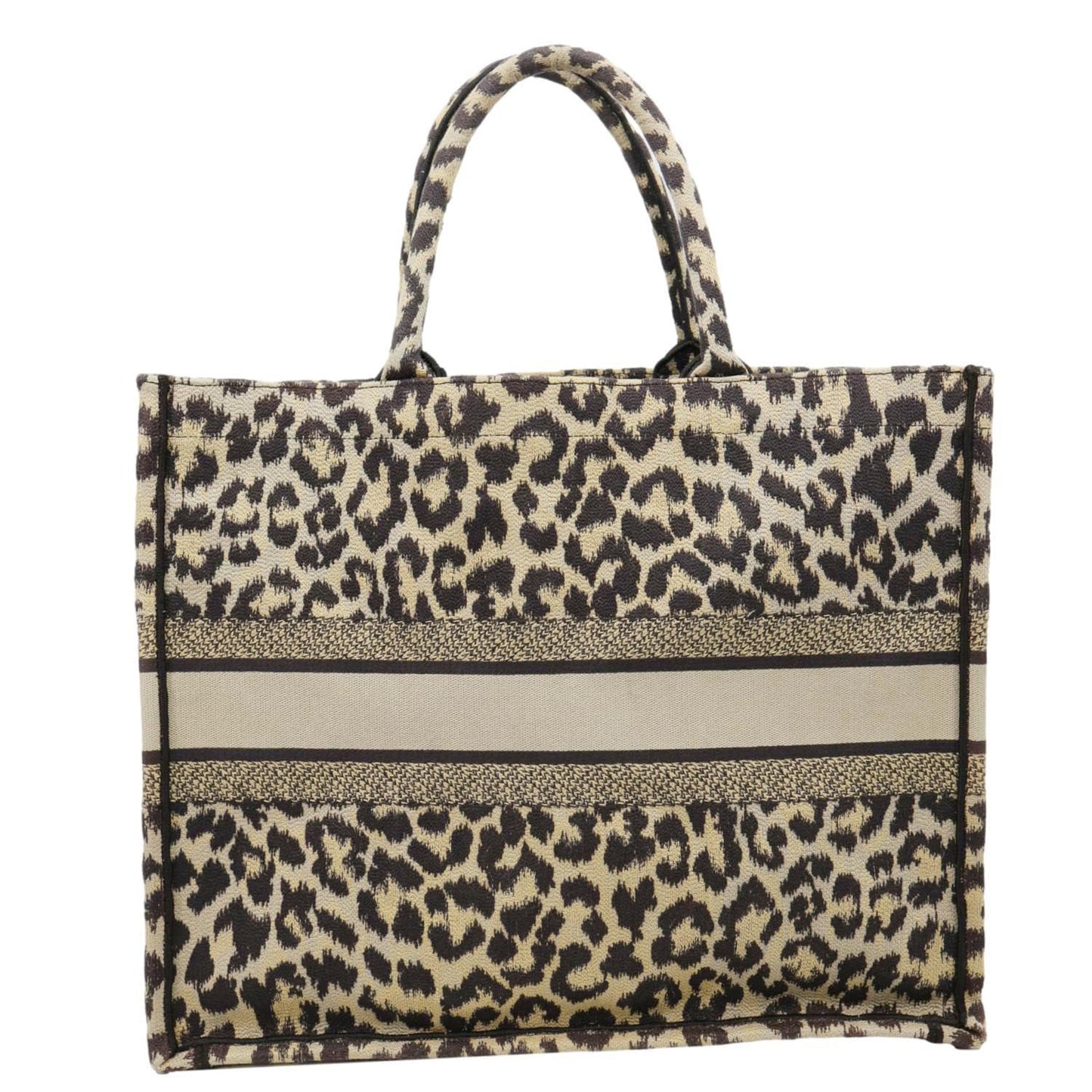 Dior Book Leopard Mizza Embroidered Tote Bag Beige