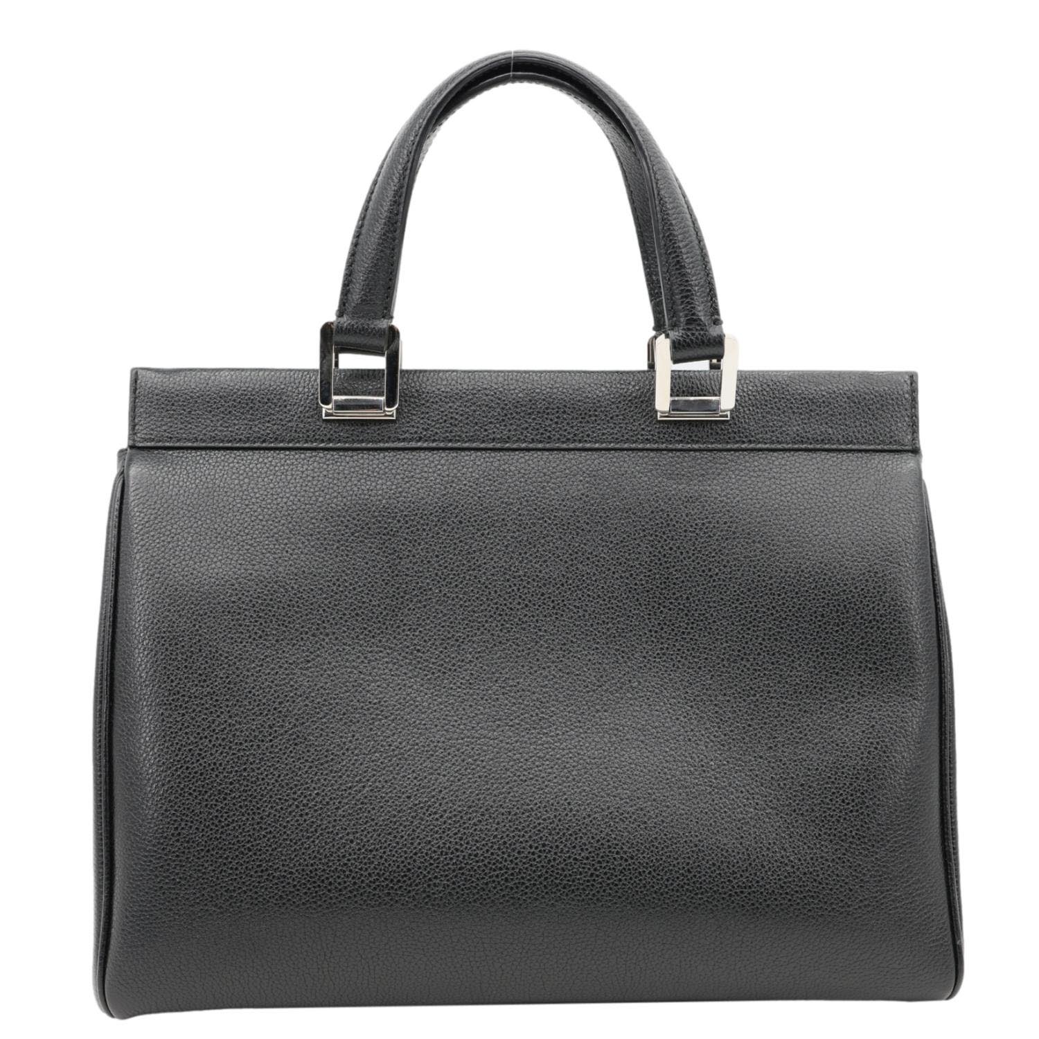 GUCCI Zumi Medium Leather Top Handle Shoulder Bag Black 564714