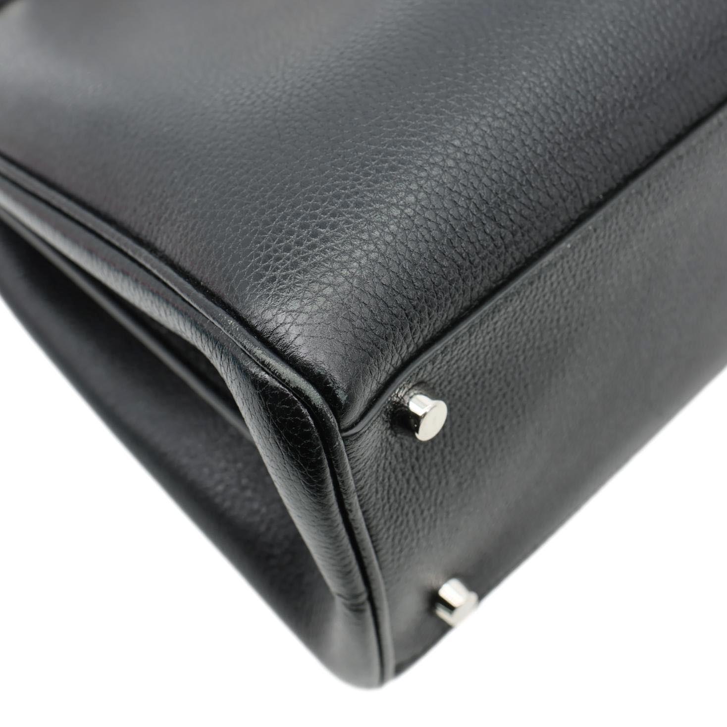 GUCCI Zumi Medium Leather Top Handle Shoulder Bag Black 564714
