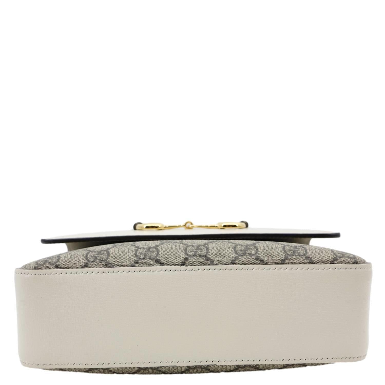 GUCCI Horsebit 1955 Small GG Supreme Canvas Shoulder Bag White 645454