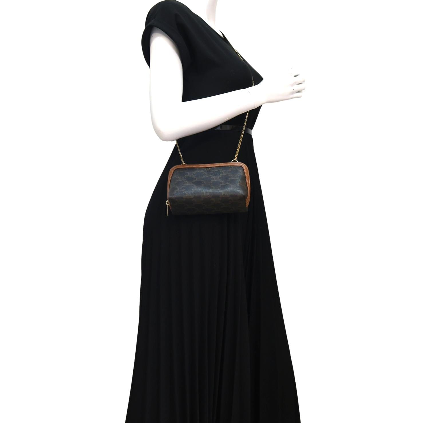 Triomphe Clutch On Handbag Canvas Brown Clutch Bag