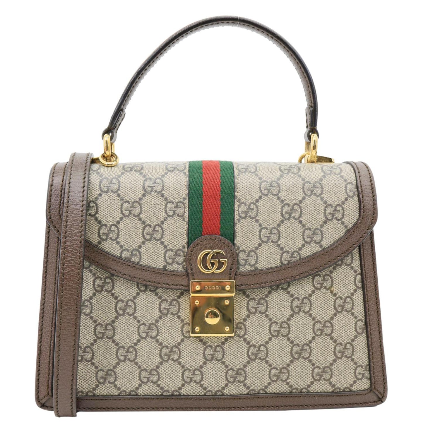 GUCCI Ophidia Medium GG Supreme Canvas Web Shoulder Bag Beige 651055