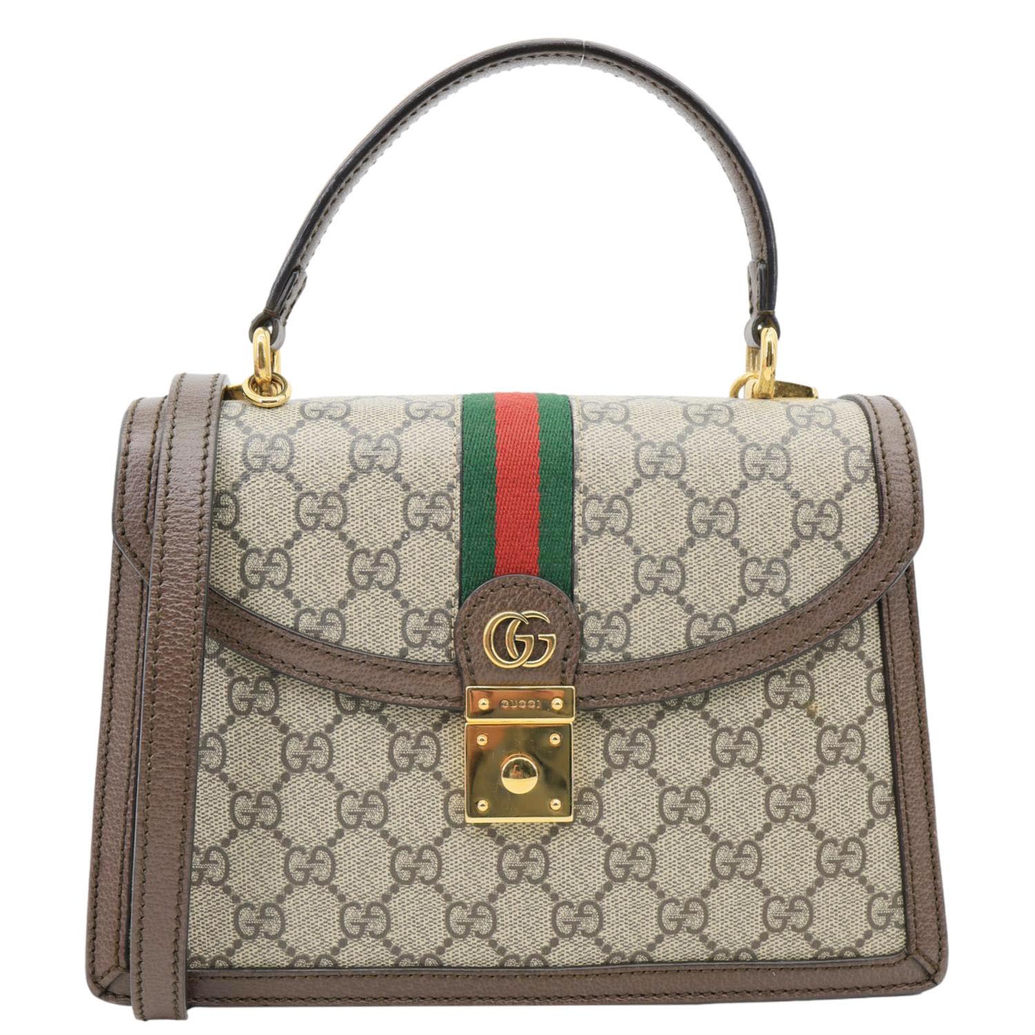 GUCCI Ophidia Medium GG Supreme Canvas Web Shoulder Bag Beige 651055
