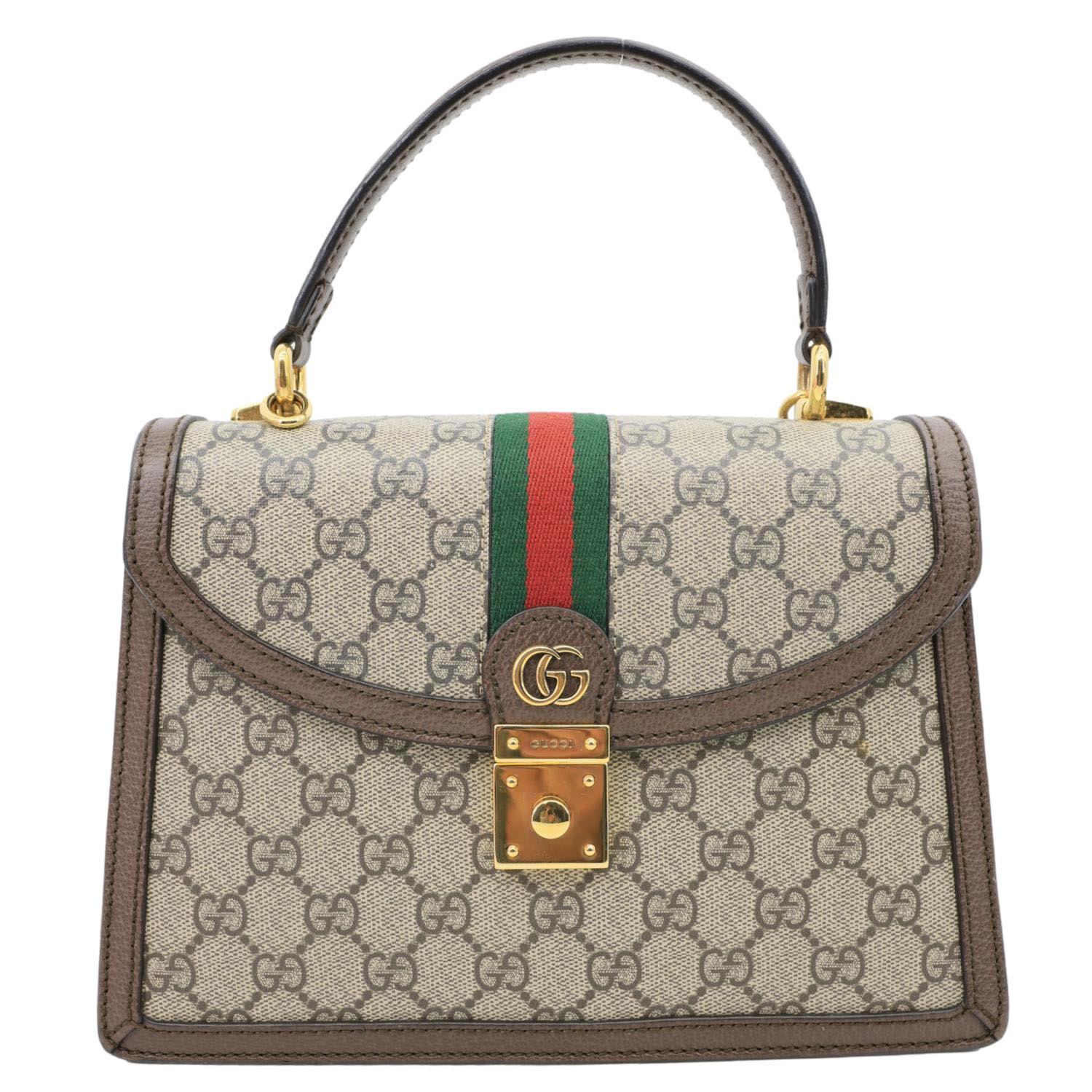 GUCCI Ophidia Medium GG Supreme Canvas Web Shoulder Bag Beige 651055
