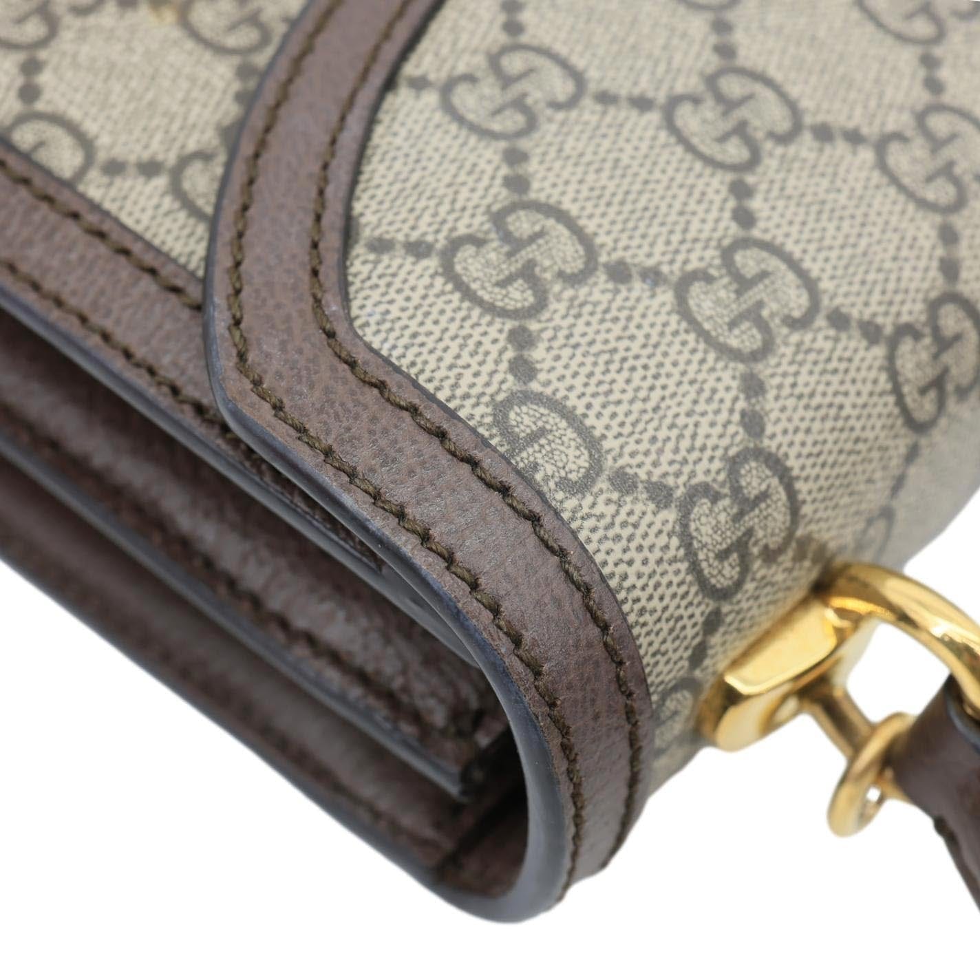 GUCCI Ophidia Medium GG Supreme Canvas Web Shoulder Bag Beige 651055