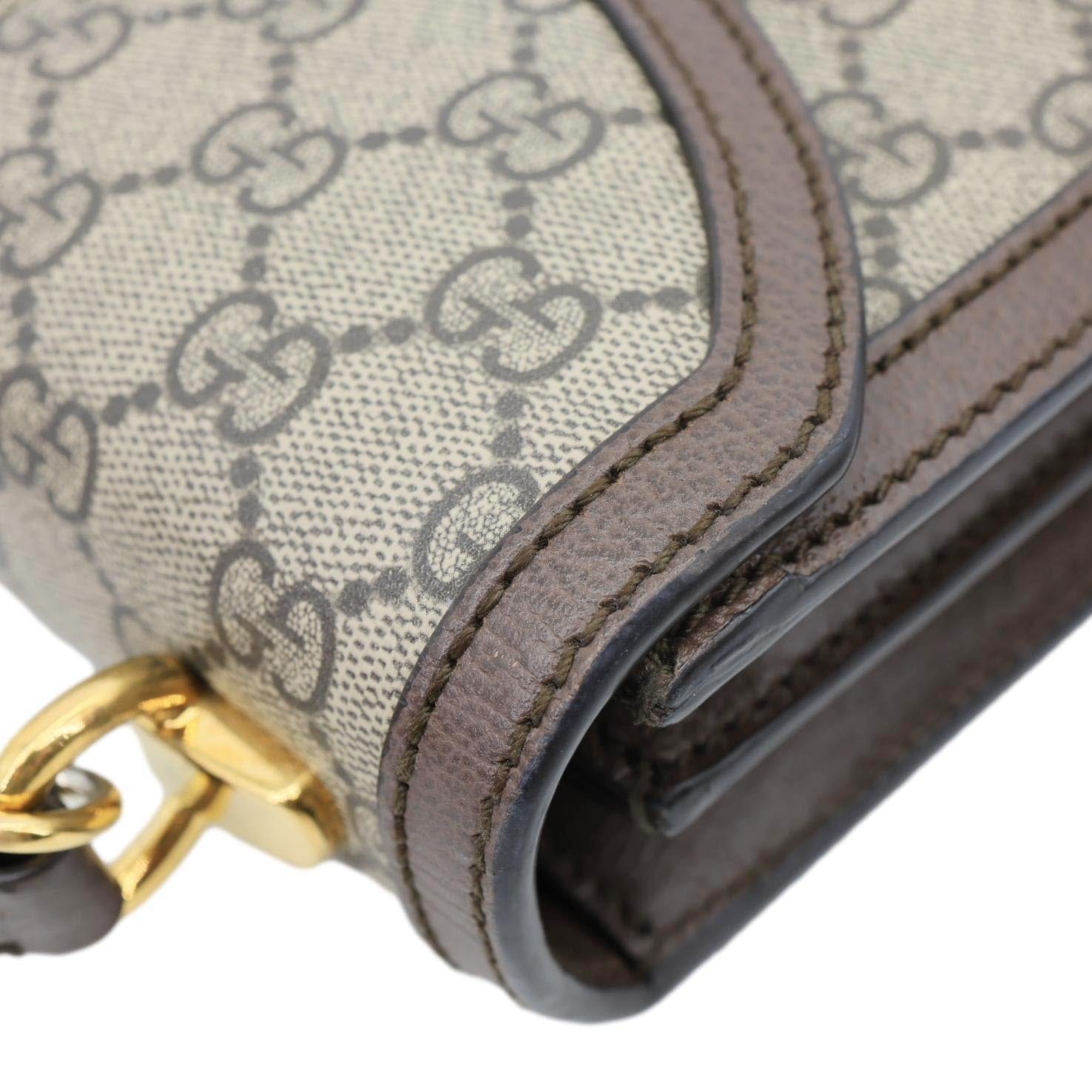 GUCCI Ophidia Medium GG Supreme Canvas Web Shoulder Bag Beige 651055
