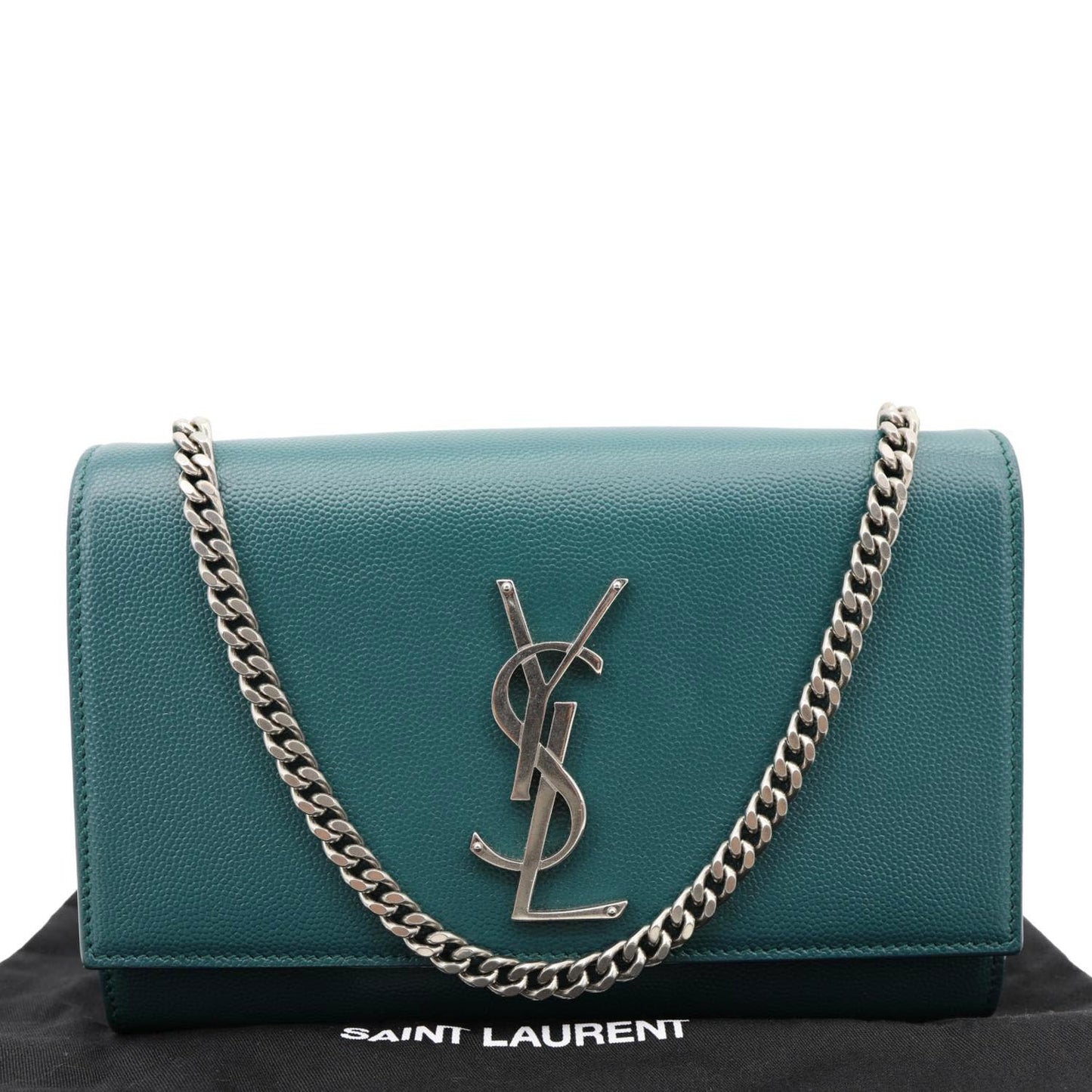 YSL Saint Laurent Yves Kate Wallet On Crossbody Bag Emerald Leather Chain