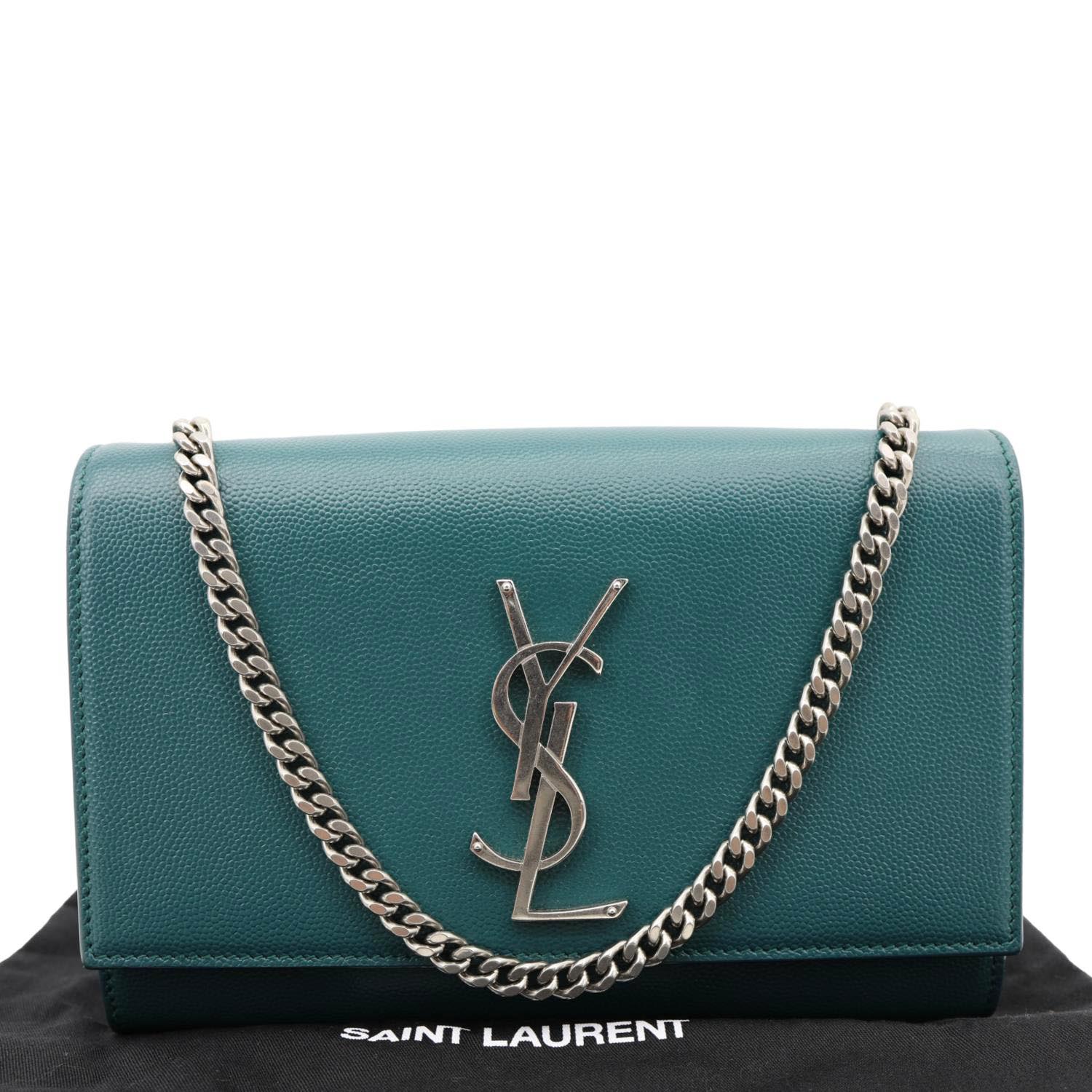 YSL Saint Laurent Yves Kate Wallet On Crossbody Bag Emerald Leather Chain