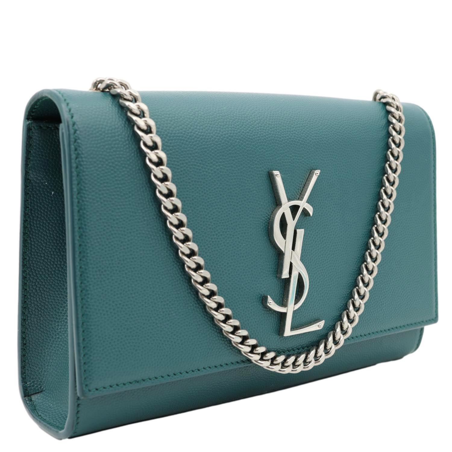 YSL Saint Laurent Yves Kate Wallet On Crossbody Bag Emerald Leather Chain