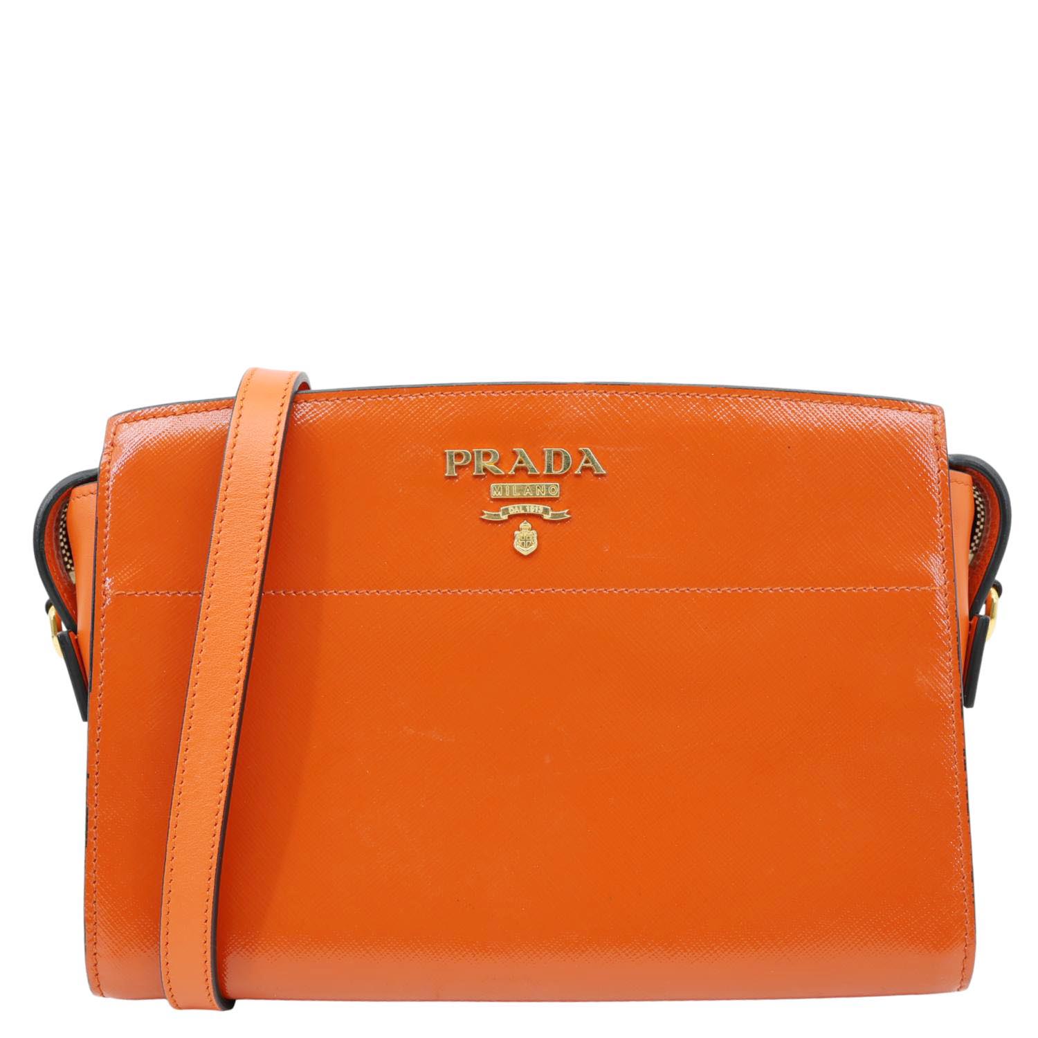 Crossbody Bag Esplanade Vernice Leather Saffiano Orange Shoulder Bag