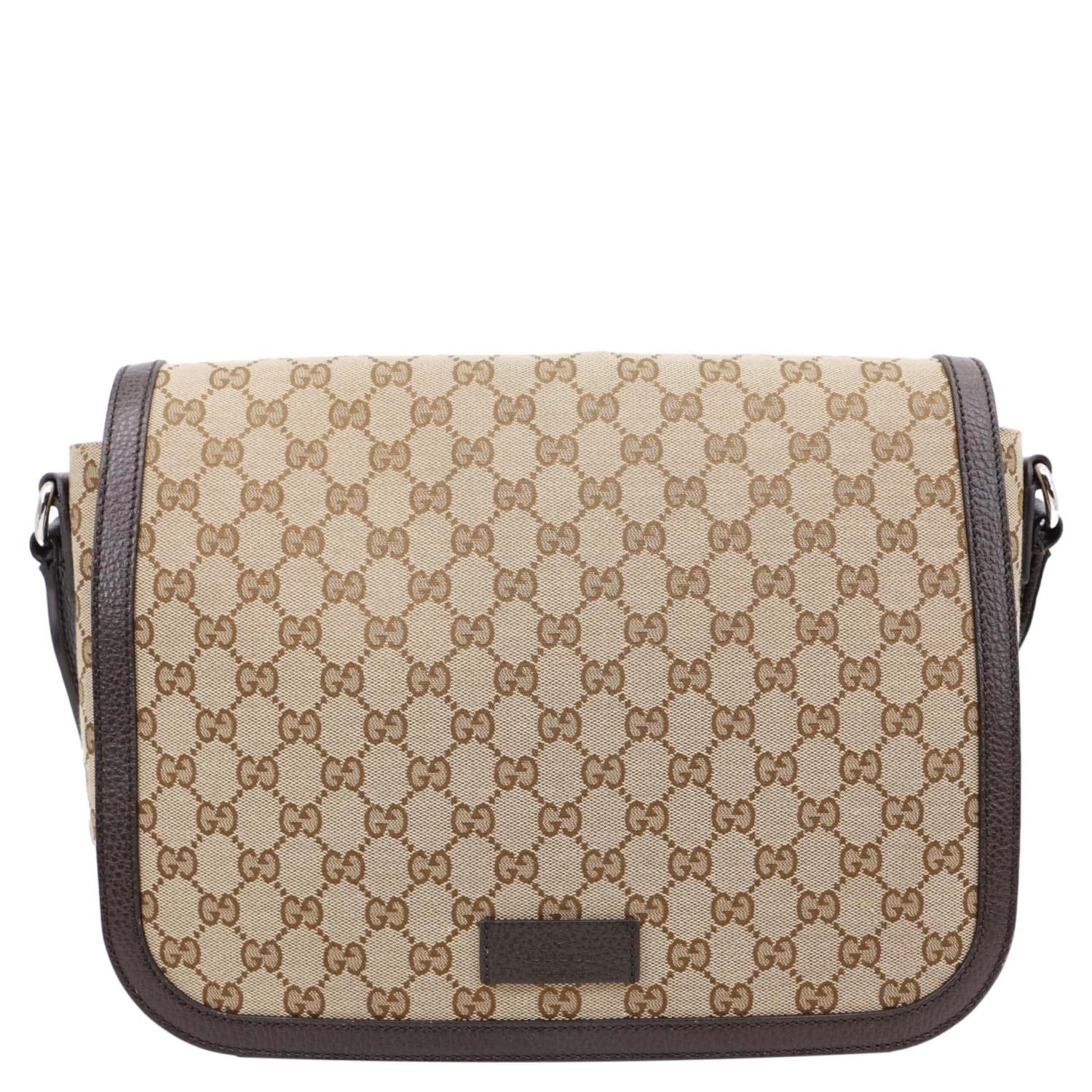 GUCCI GG Flap Large Monogram Canvas Messenger Bag Beige 449171