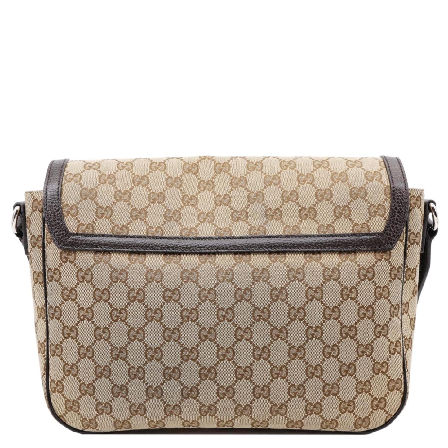 GUCCI GG Flap Large Monogram Canvas Messenger Bag Beige 449171