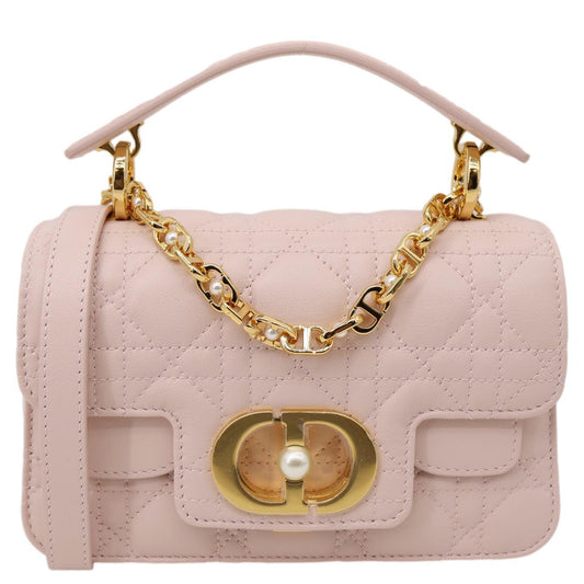 Dior Shoulder Bag Jolie Cannage Calfskin Powder Leather Pink Top Handle