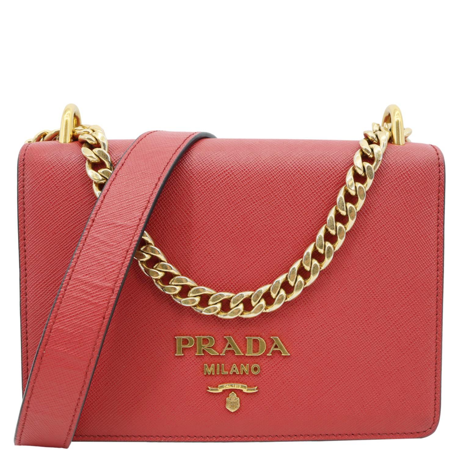 Flap Saffiano Crossbody Bag Leather Red