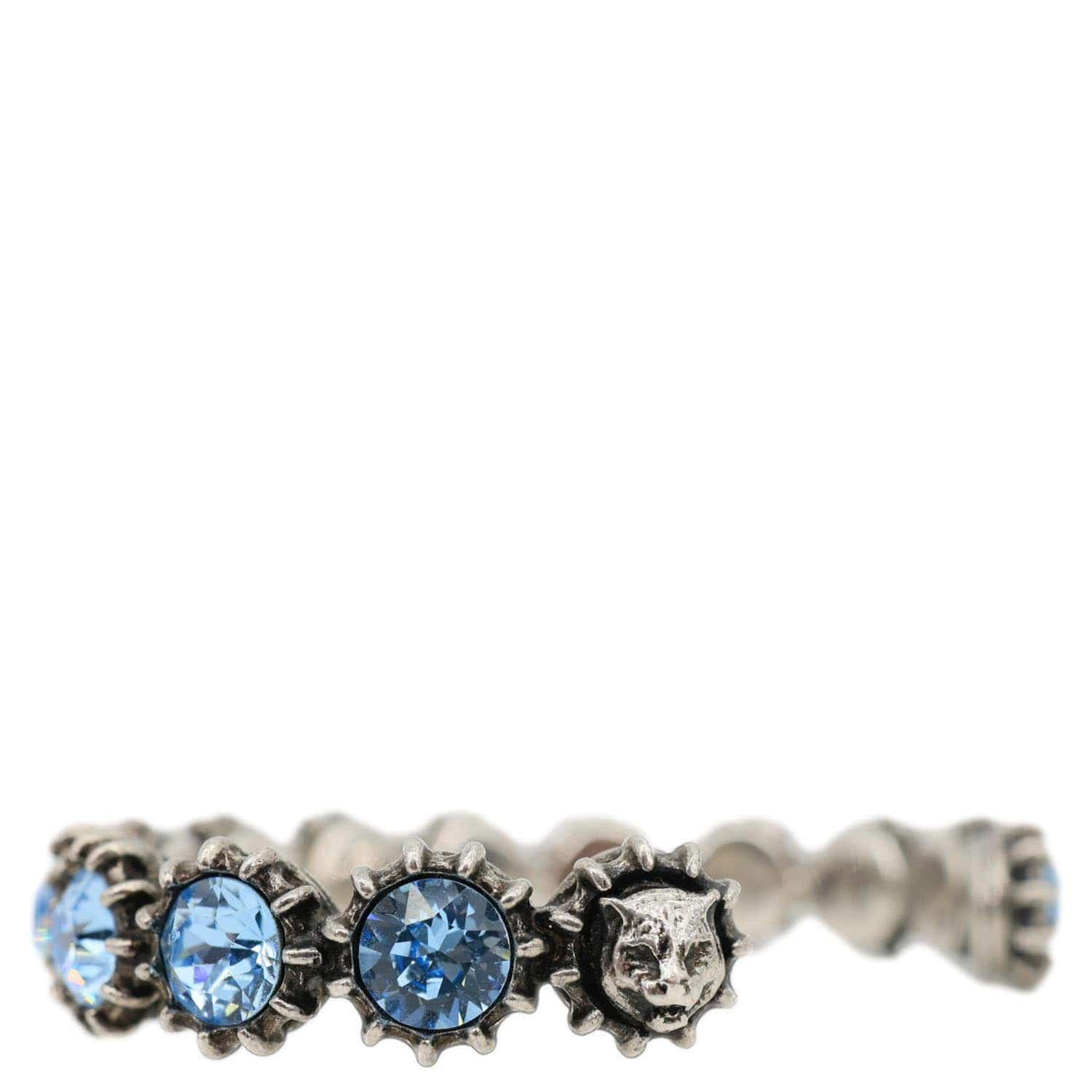 GUCCI Crystal Cuff Metal Bracelet Blue