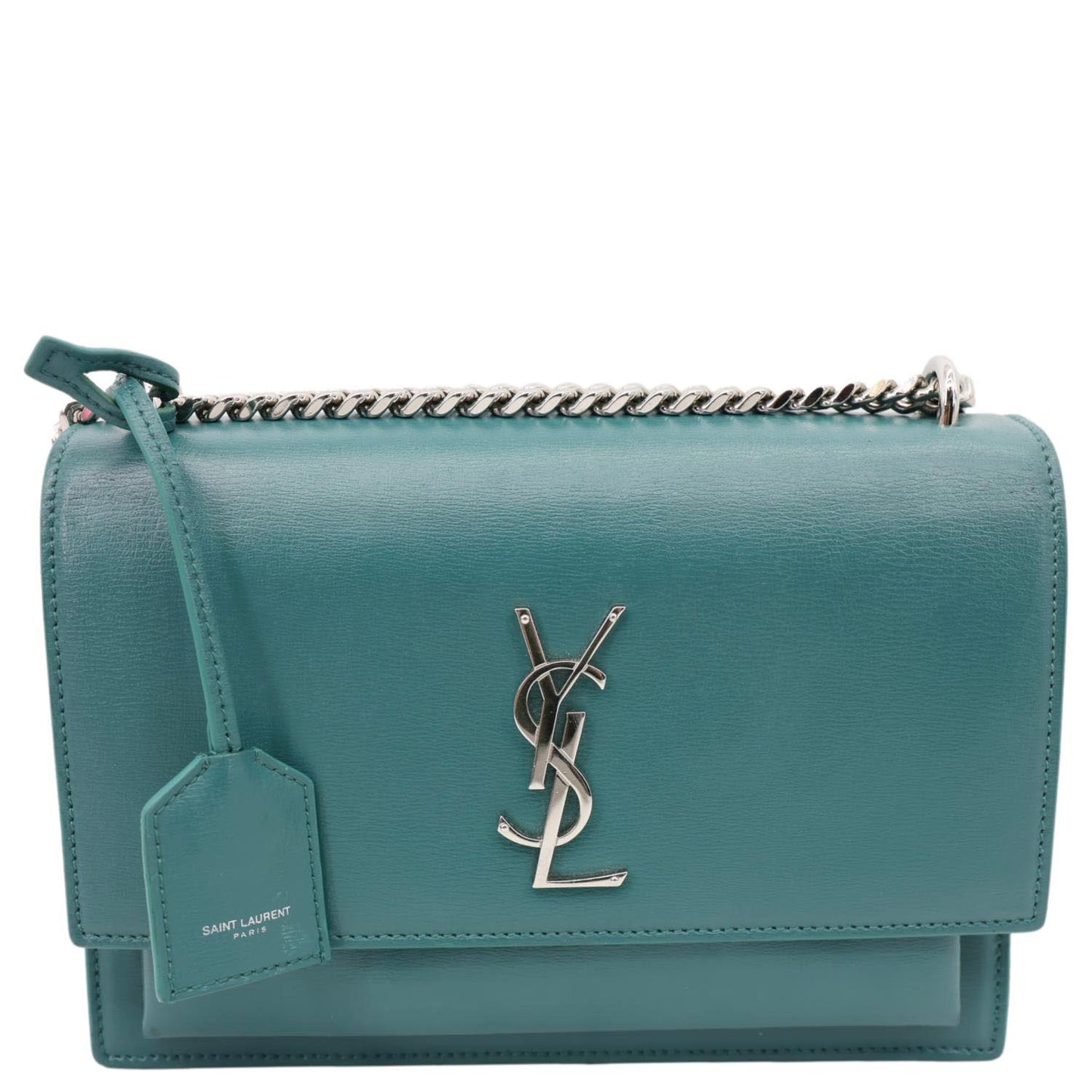 YSL Saint Laurent Yves Sunset Satchel Crossbody Bag Leather Monogram Green Satchel Bag