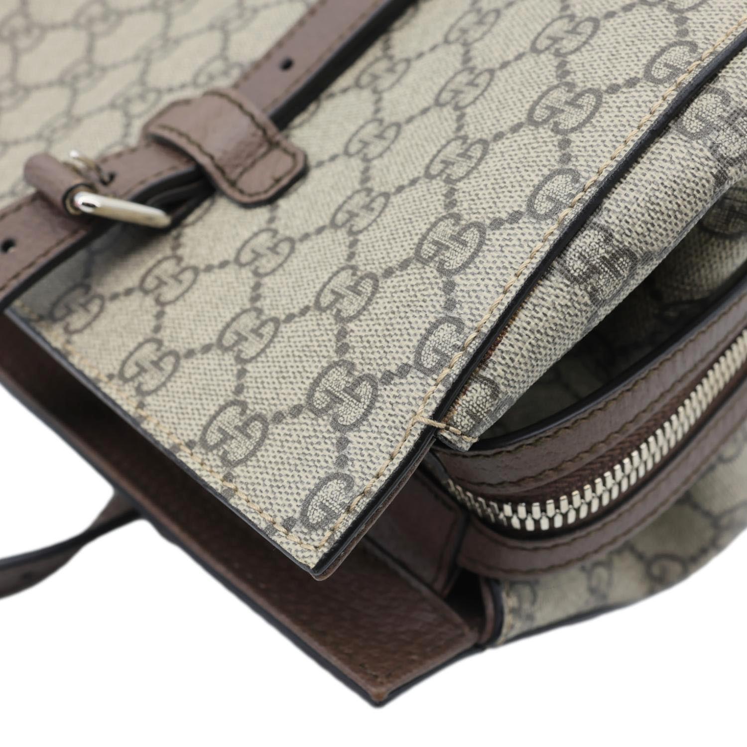GUCCI Buckle GG Supreme Canvas Tote Shoulder Bag Beige 626356