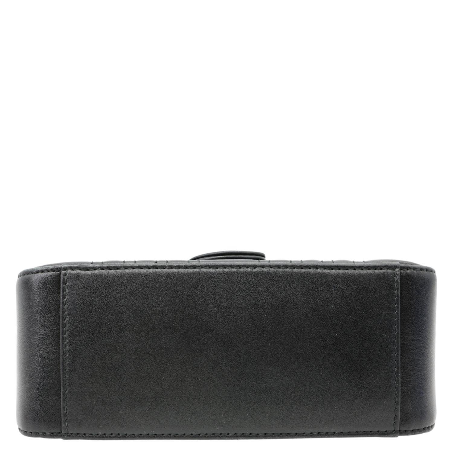 GUCCI GG Marmont Leather Top Handle Crossbody Bag Black 547260
