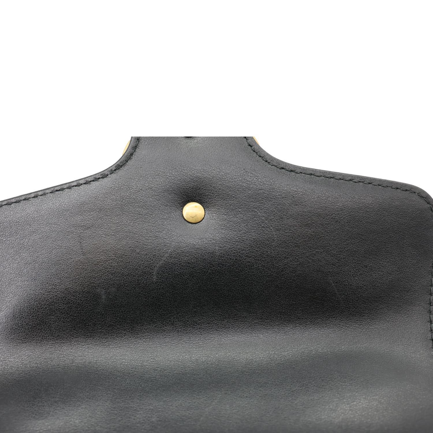 GUCCI GG Marmont Leather Top Handle Crossbody Bag Black 547260