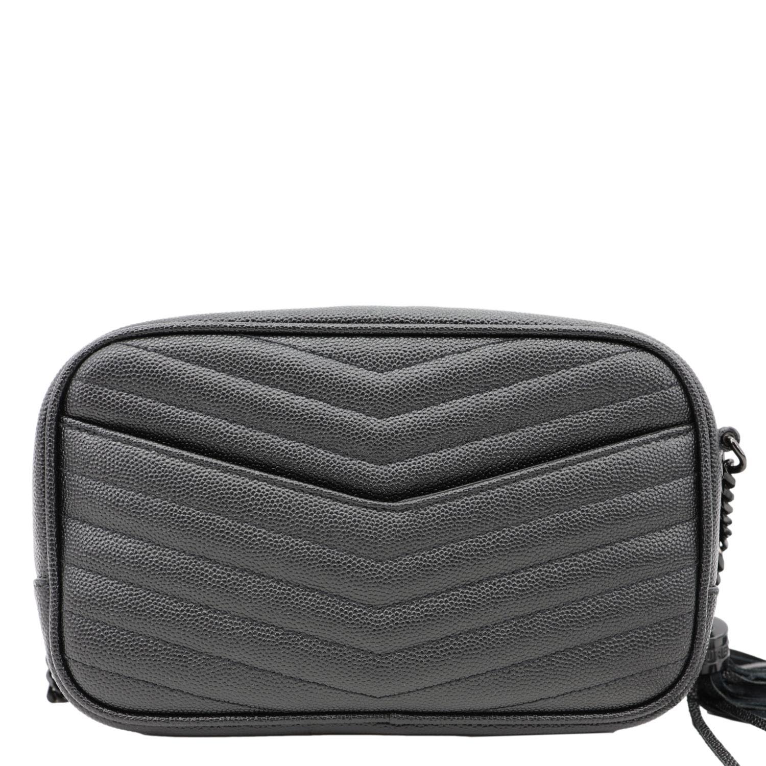 YSL Saint Laurent Yves Lou Chevron Camera Bag Leather Black Travel Bag Camera Bag 1