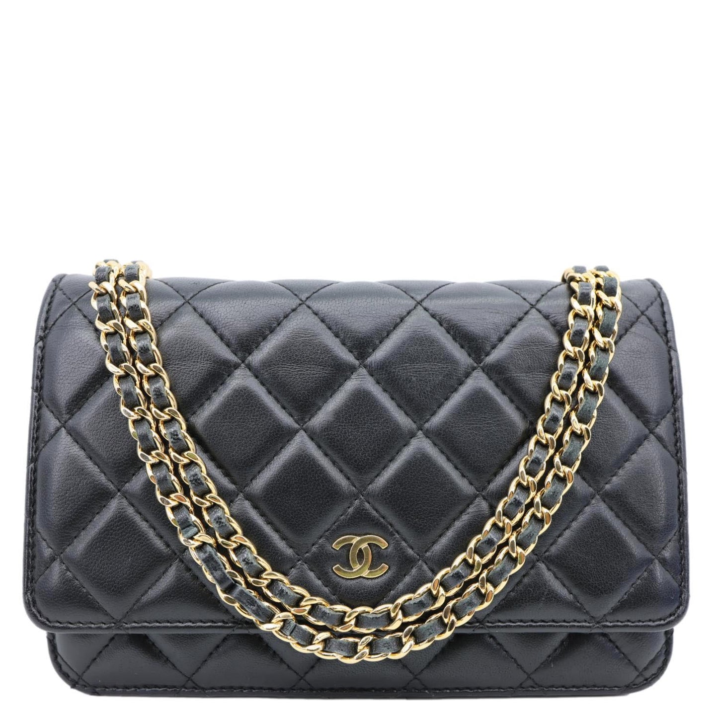 Chanel WOC on Black Leather Wallet Case