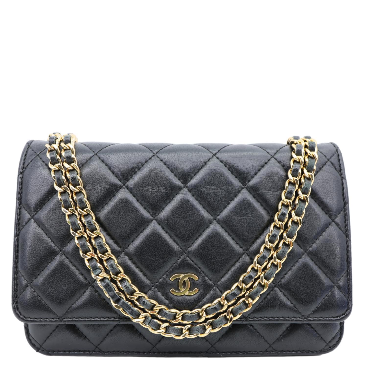 Chanel WOC on Black Leather Wallet Case