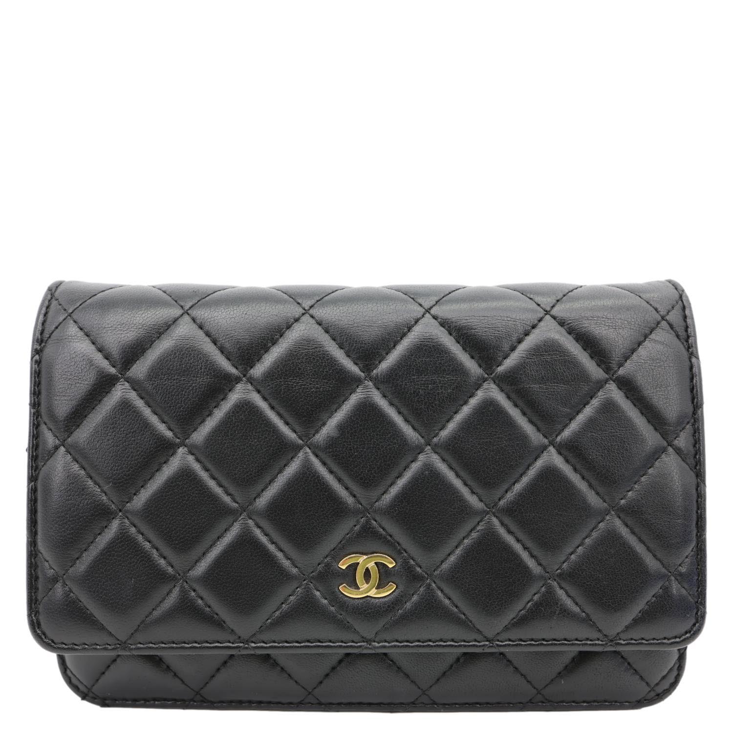 Chanel WOC on Black Leather Wallet Case