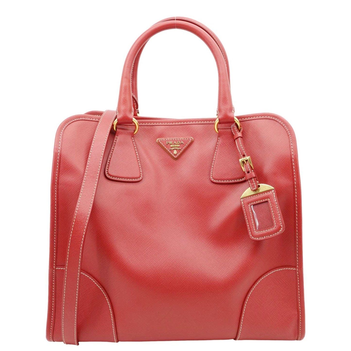 Prada Shoulder Bag Lux Leather Saffiano Red