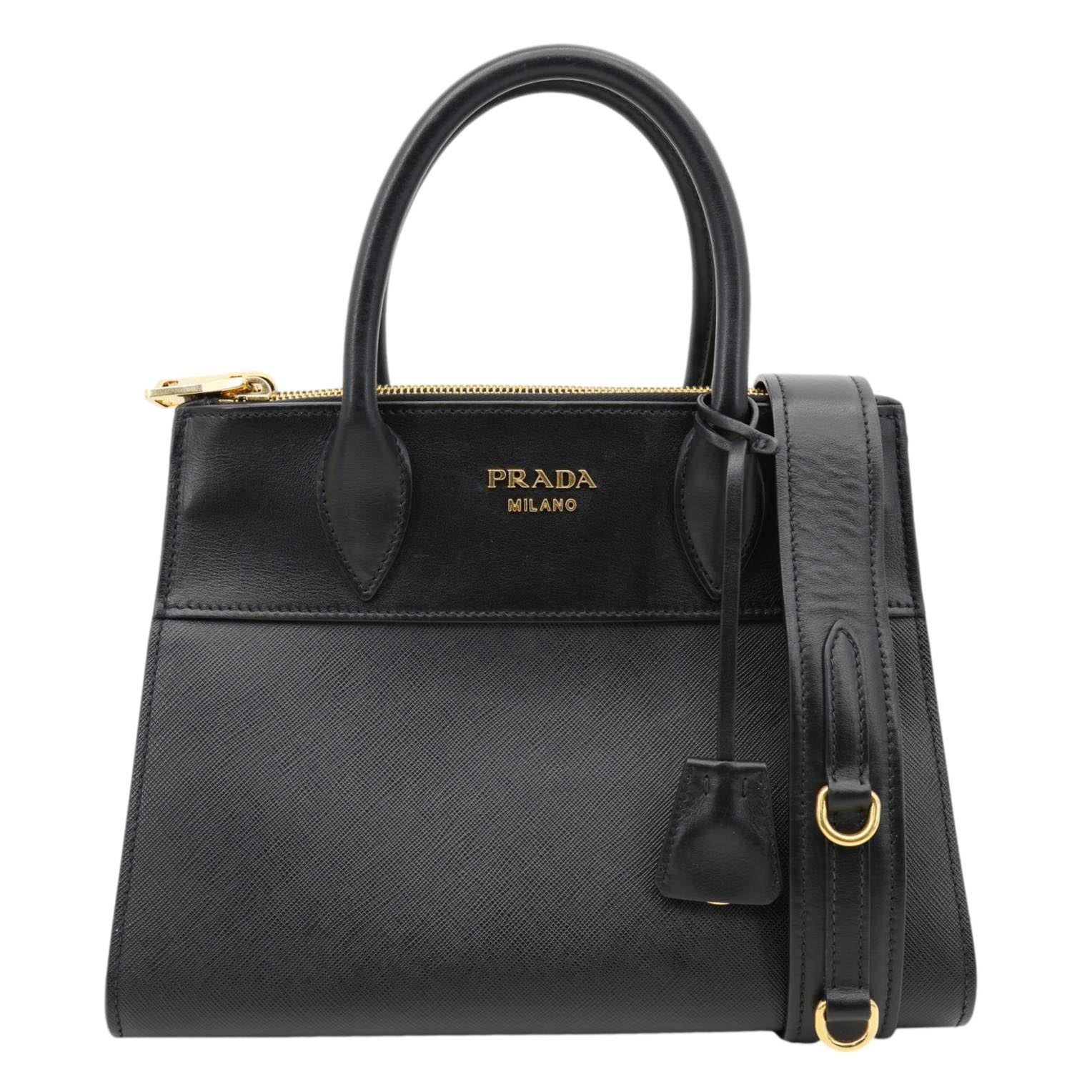 Prada Tote Bag Paradigme Tote Shoulder Bag Leather Saffiano Black