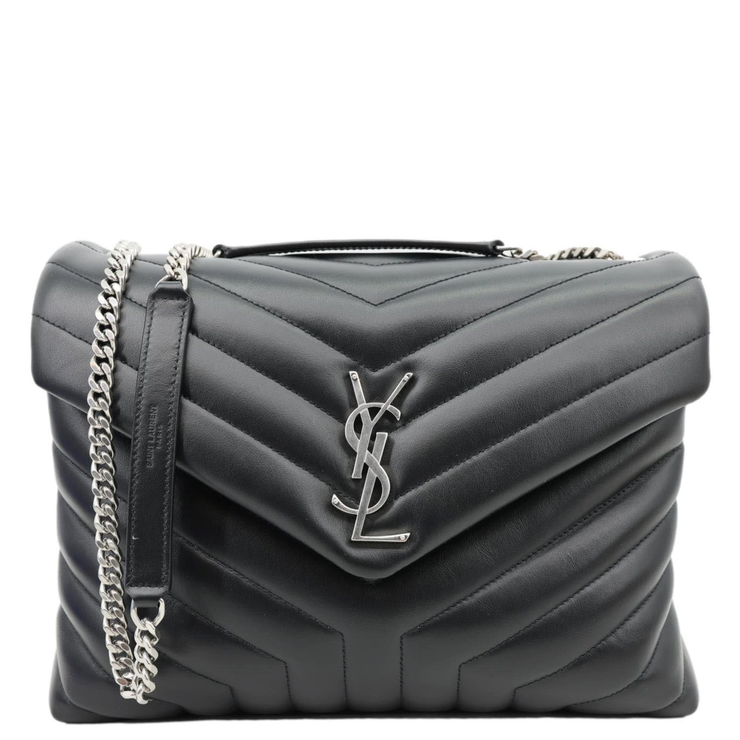 YSL Saint Laurent Yves Loulou Crossbody Bag Leather Quilted Black Laurent Loulou 4