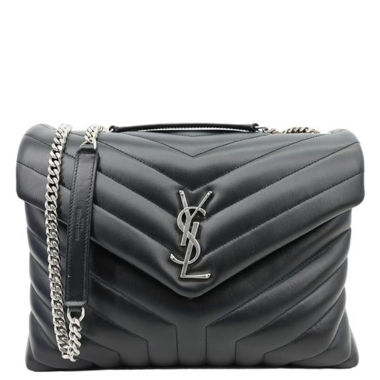 YSL Saint Laurent Yves Loulou Crossbody Bag Leather Quilted Black Laurent Loulou 4