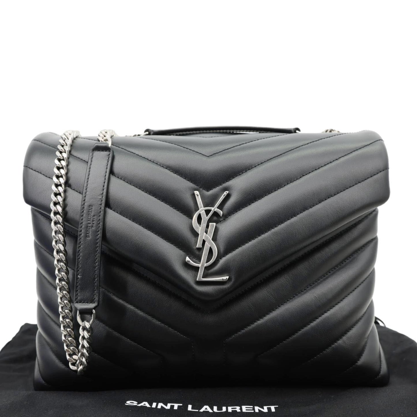 YSL Saint Laurent Yves Loulou Crossbody Bag Leather Quilted Black Laurent Loulou 4