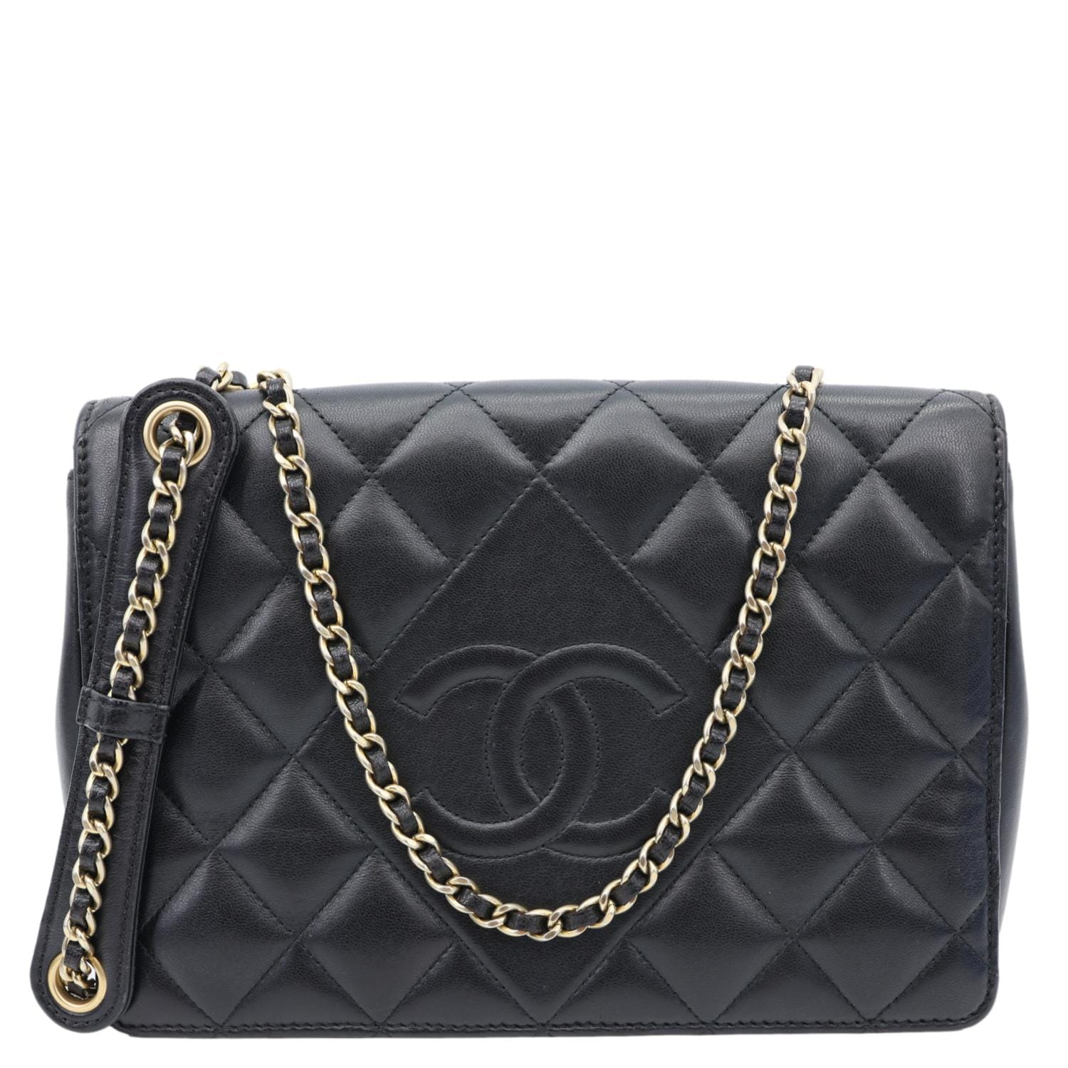 Chanel Diamond Flap Quilted Black Leather Crossbody Bag