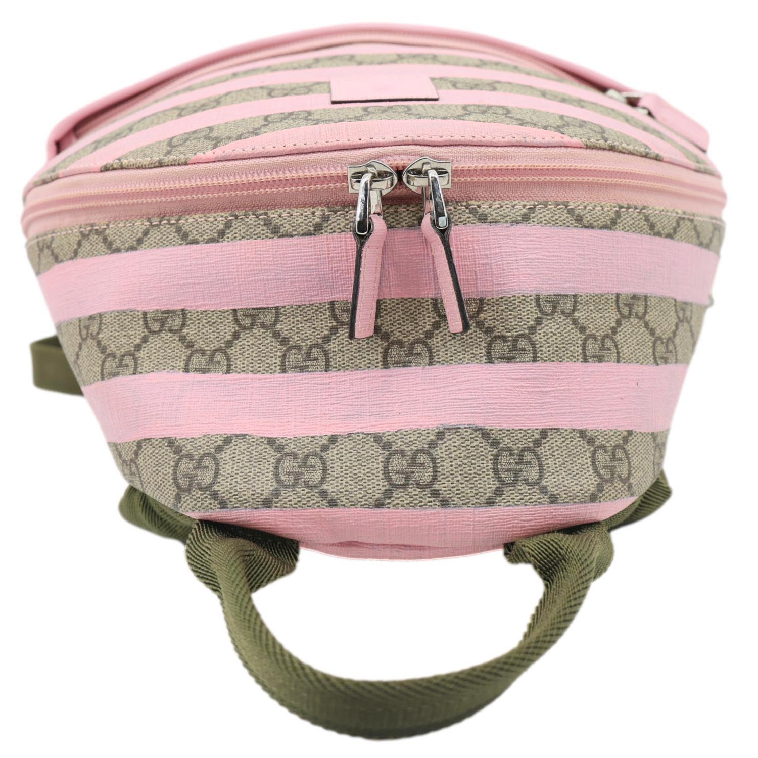 GUCCI Striped Kids GG Supreme Canvas Backpack Pink 271327