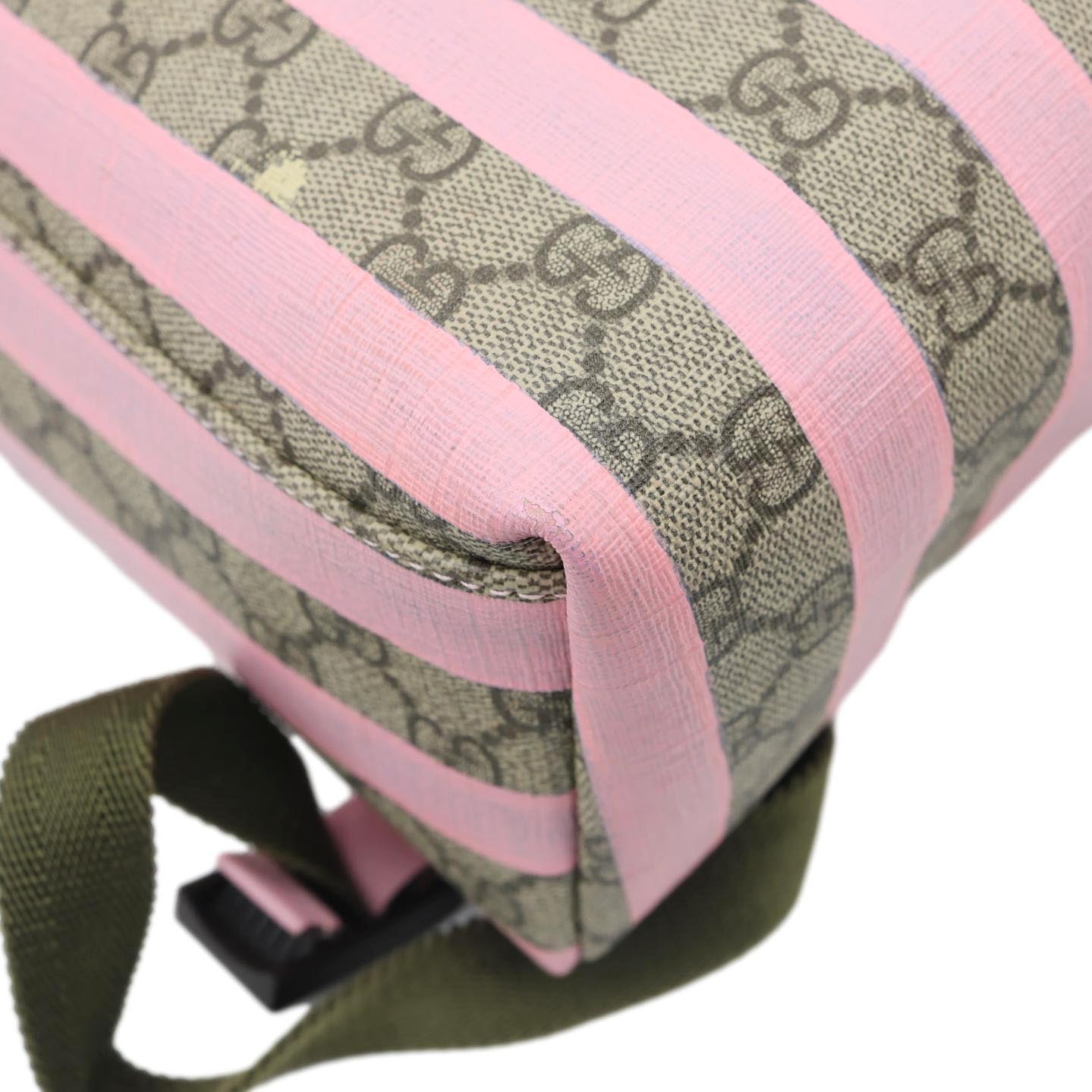 GUCCI Striped Kids GG Supreme Canvas Backpack Pink 271327